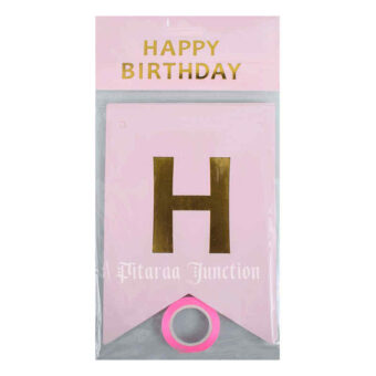 happy birthday paper banner pink