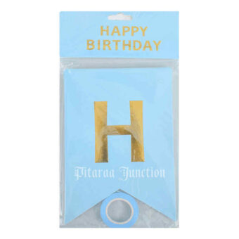 happy birthday paper banner blue