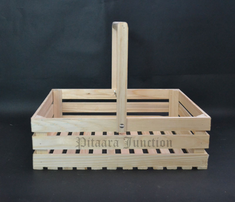 Wooden Basket With Handle 