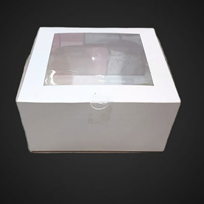Half KG Golden Cake Box With Window - Set of 10 pcs